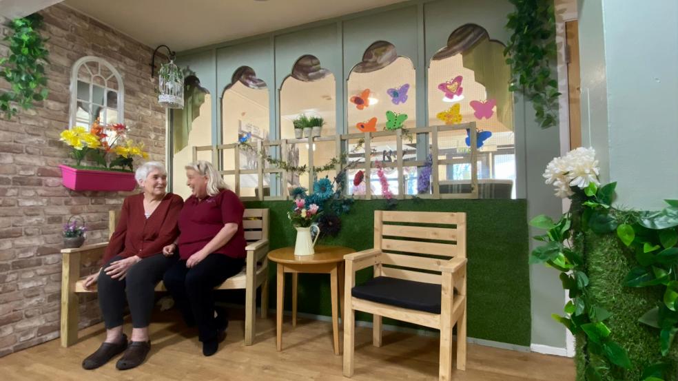 L-R: Resident Carole Rowley with activities team member Nicola Gans.