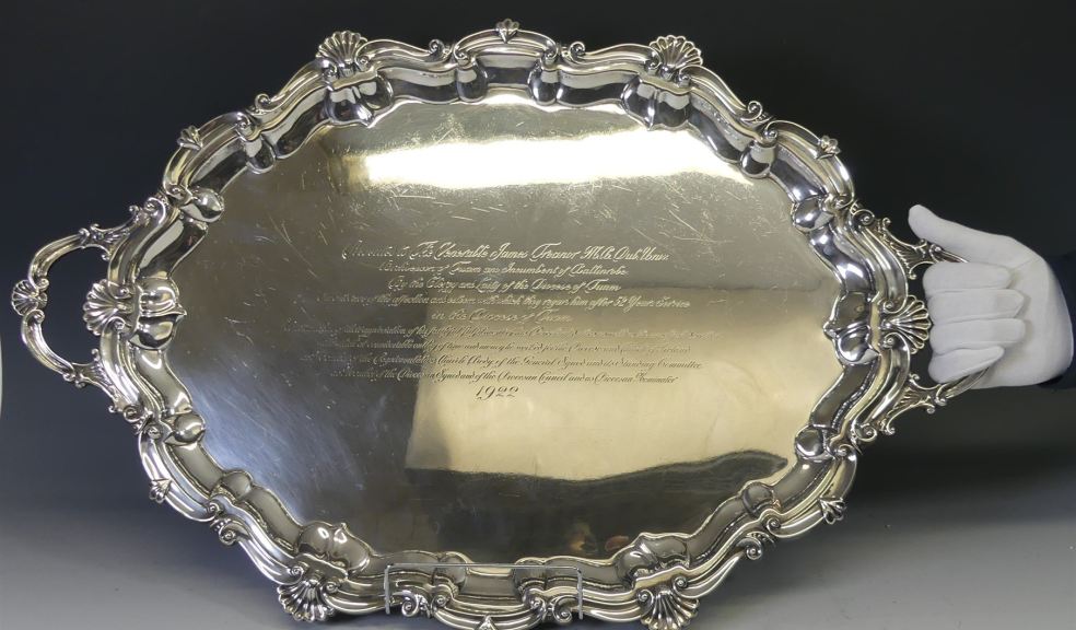 George V two-handled silver tray