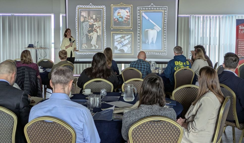 Presenter giving a talk to delegates at Sandy Park in Exeter