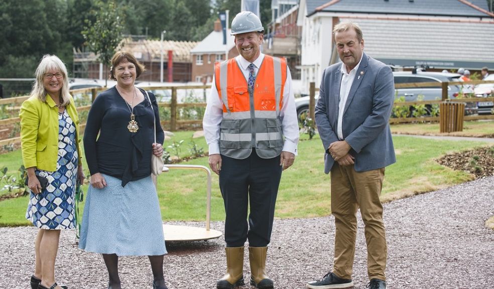 Yvonne Atkinson, Exeter City Councillor for Alphington ward; Lord Mayor of Exeter, Trish Oliver; David Thomas, CEO Barratt Developments; Cllr Philip Bialyk Exeter City Council Leader