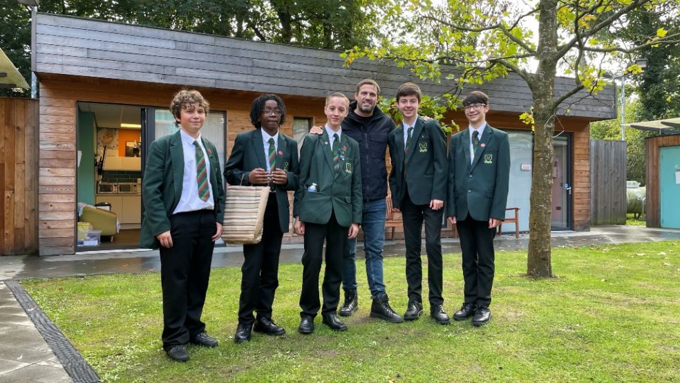 4Schools competition winners with Jamie Lomas from Hollyoaks