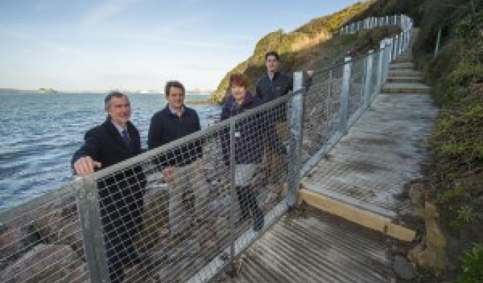 L to R are: Council Leader Ian Bowyer, Hylton Calder-Potts (TMS), Sandra Pentney (PCC) and Connor Speake (TMS). Photo courtesy of Plymouth City Council