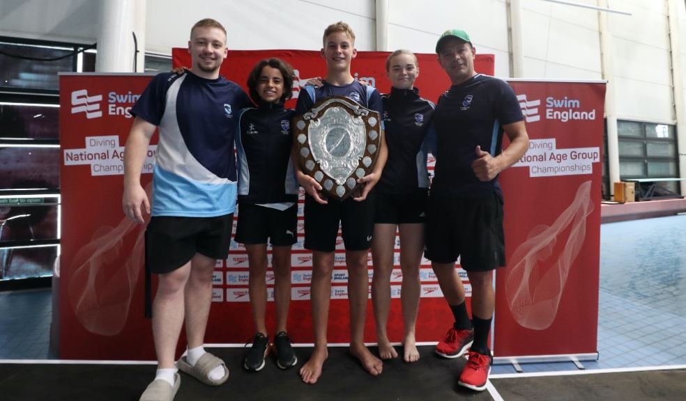 Members of Plymouth Diving Club being presented with the Dawdon Shield Trophy.