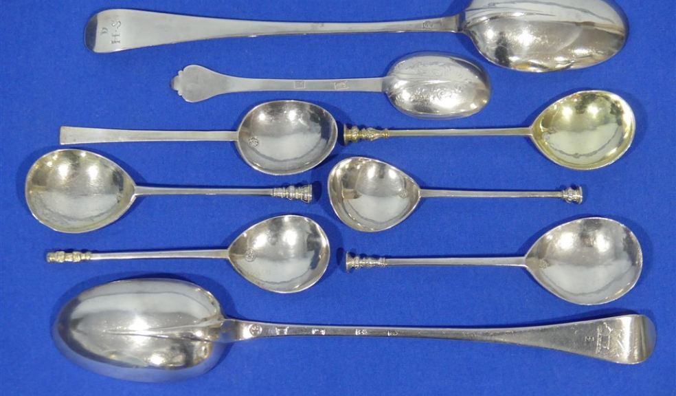 Some of the antique silver spoons to be auctioned by Chilcotts Antique silver spoons