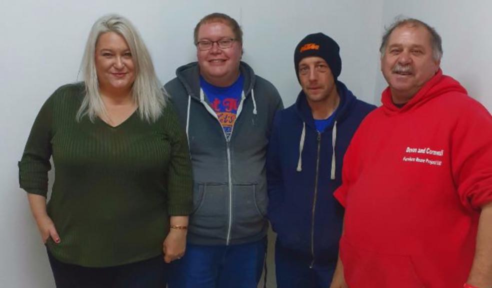 Alison Turner (left), Paul Scanlan (second from left), Shaun Bellringer (second from right) and Robert Symons (right) from the Furniture Reuse Project