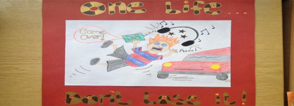Sophie Hawke, from Chaddlewood Primary School, has won a school art competition with the theme of road safety