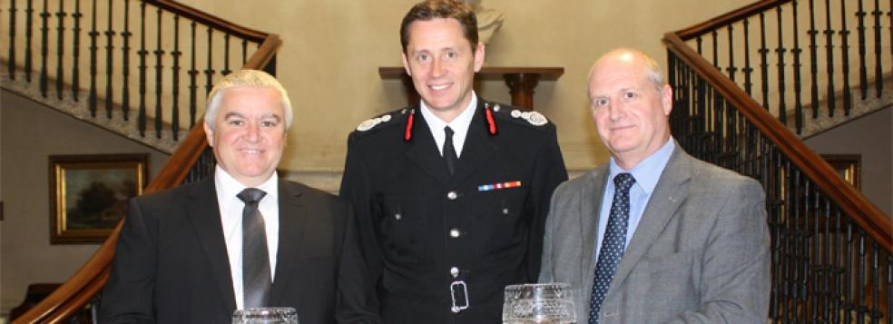 Pictured from the left Trevor Bateman from Bourne Leisure Group, Chief Fire Officer, Lee Howell, Tim Bruce from Yarlington Homes Group