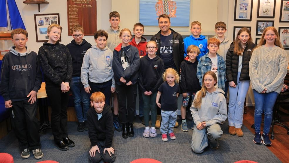 America’s Cup and Sail GP sailor Ben Cornish, club member since childhood, inspiring the next generation of sailors at Exe Sailing Club Credit: Tom Hurley