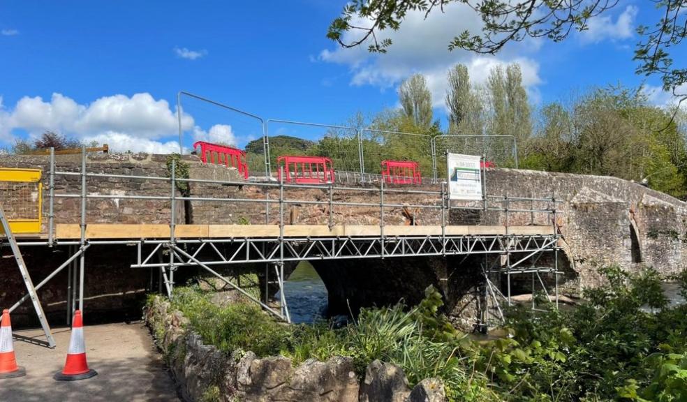 Work is progressing well to repair the historic Bickleigh Bridge