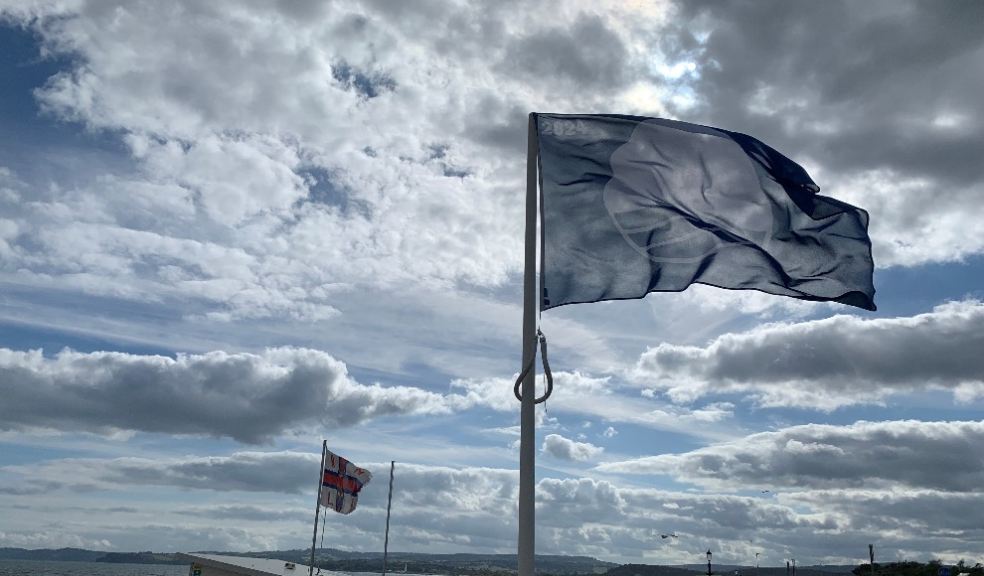 Blue Flag flying on Exmouth seafront. Photo by East Devon District Council.