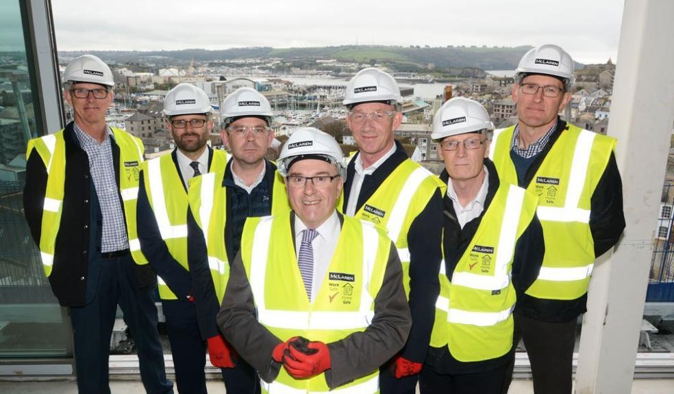 (l-r): Mark Brunston, Head of Strategic Development; David Draffan, Service Director for Economic Development; David Pollock, Head of Major Retail Developments at British Land, Councillor Tudor Evans OBE, Nigel Godefroy, Chairman of Plymouth City Centre Company; Steve Hughes, Chief Executive of Plymouth City Centre Company and Jonathan Dean, Director of Enborne Project & Development Management. Photo: Plymouth City Council.