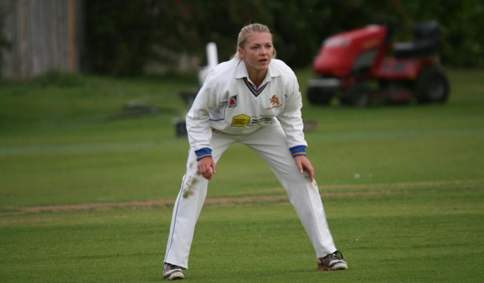 Cait O’Keefe fielding during a match for Devon County