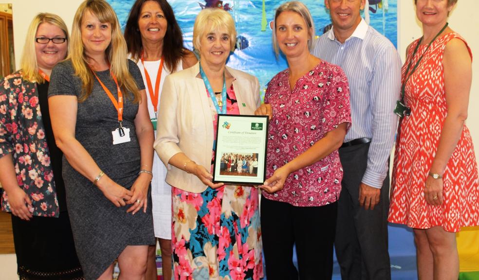 L-R: Hannah Shaw Sarah Ghent, Bridget Buckley, (Plymouth City Council) Councillor Lynda Bowyer, Sam Cartwright (Derriford Play Specialist), Andy Rowing-Parker and Helen Reid (Plymouth City Council).