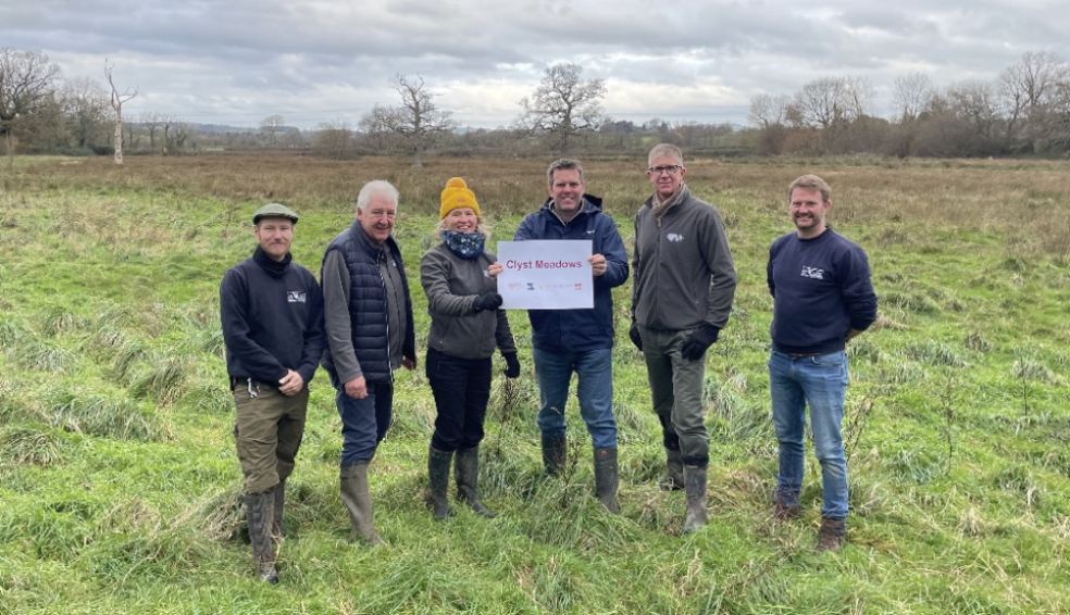L-R: Ben Morgan-Brown (Wild East Devon Ranger), Cllr Geoff Jung (Portfolio Holder Coast, Country and Environment), Cllr Paula Fernley (Asst Portfolio Holder Coast, Country and Environment), Cllr Henry Massey (Chair Broadclyst Parish Council), Paul Osborne (East Devon District Council Green Infrastructure Project Manager), James Chubb (East Devon District Council Countryside Manager).