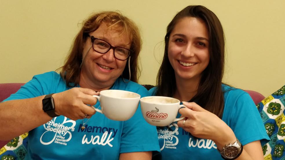 Coffee time - Mo and Immy training for Memory Walk!