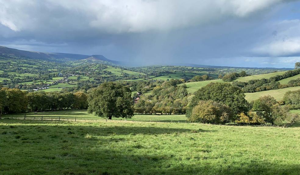 Aerial view of Green Belt land, UK