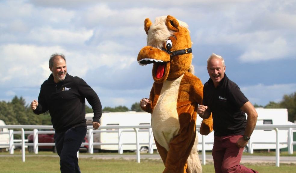 Exeter Racecourse general manager Jack Parkinson, Dexter and clerk of the course Jason Loosemoore