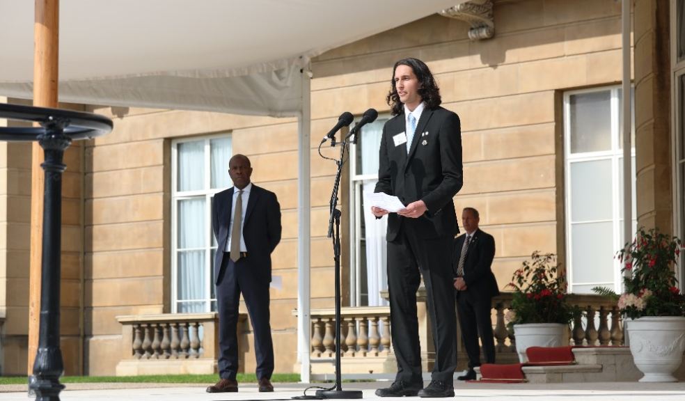 Dipesh Purandare speaks at Buckingham Palace. Photo: Ed Crispin, DofE.