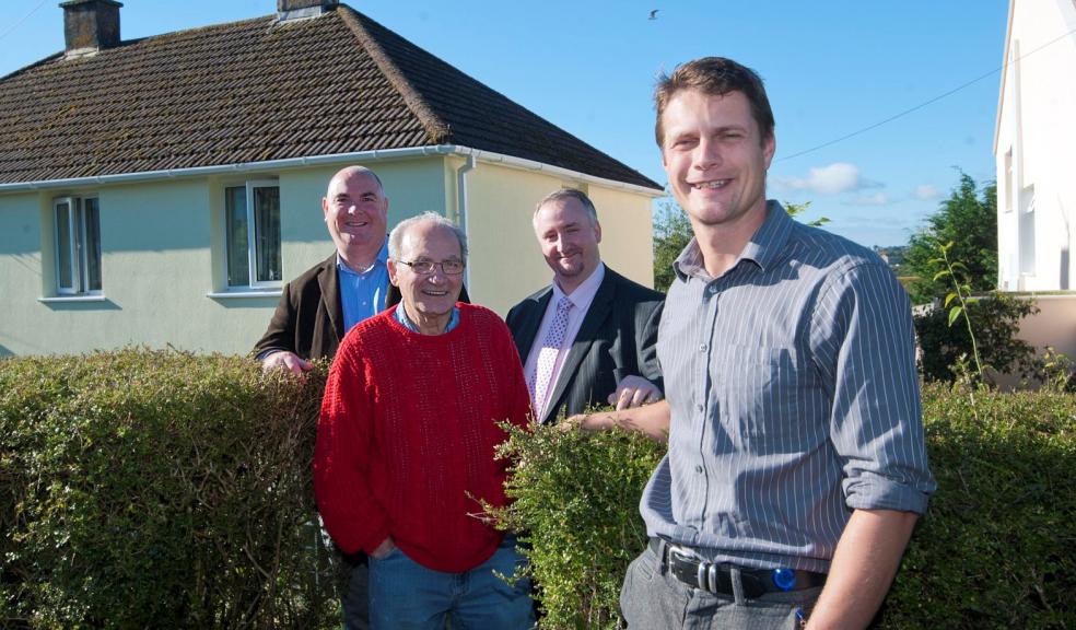 Councillor Chris Penberthy with resident Michael Blakeborough, Steve Gapik (British Gas), and Paul Elliott (Plymouth Energy Community).