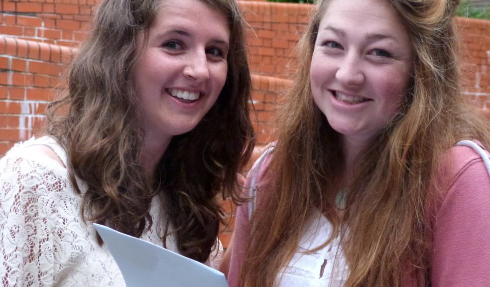Ella Bulgen (left) who got two As and an A star and Daisy Burris opening their A-Level results