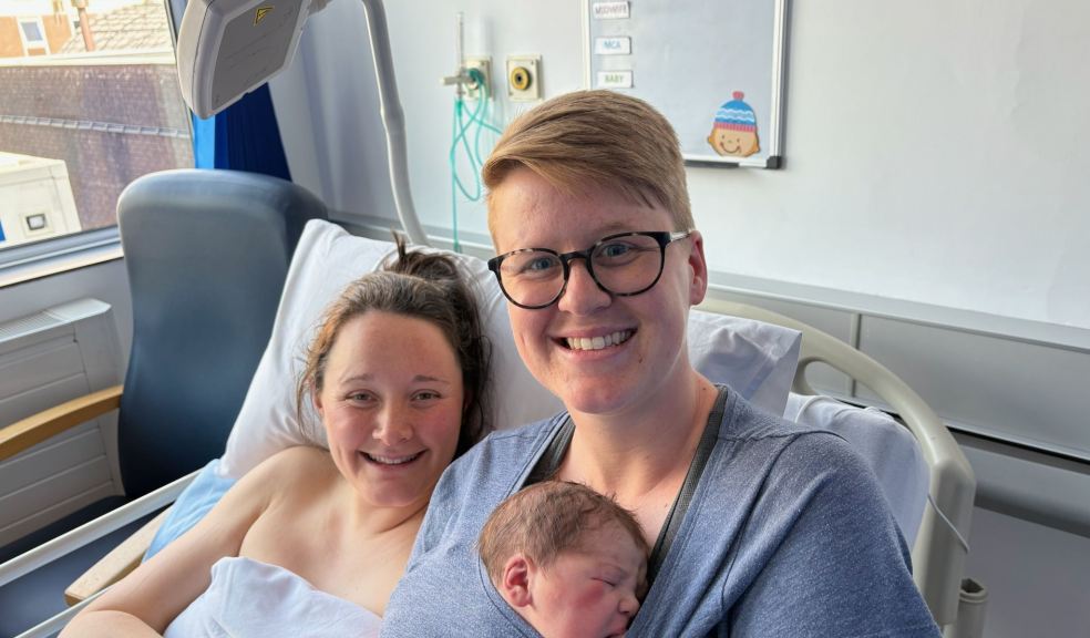 Ellie (left), Beth and baby Noah