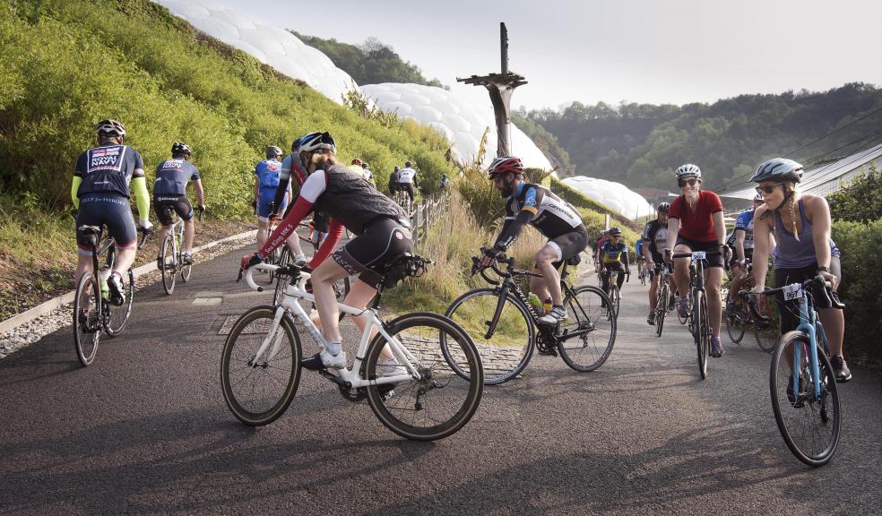 Riders at last year’s Eden Classic in front of the Biomes.