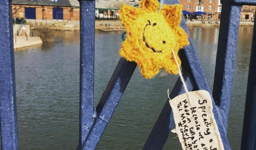 Hand-crocheted SMILES being posted around Exeter to improve the mental wellbeing