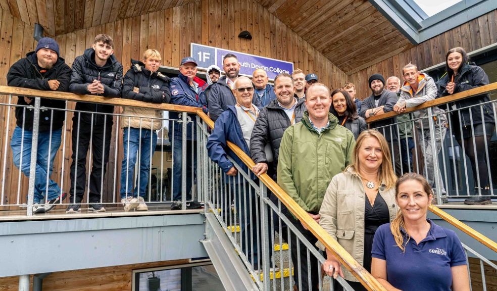 Fisher apprentices along with their employers: Phil Golding of Supplytrain and Alan Steer of Superb Us; Katie Hooper from Seafish and Juliette Hatchman from South Western Fish Producer Organisation; staff from South Devon College including Associate Lecturer Mark Day, Head of Curriculum Adrian Bevan and Head of Apprenticeships Ben Pountney from South Devon College.