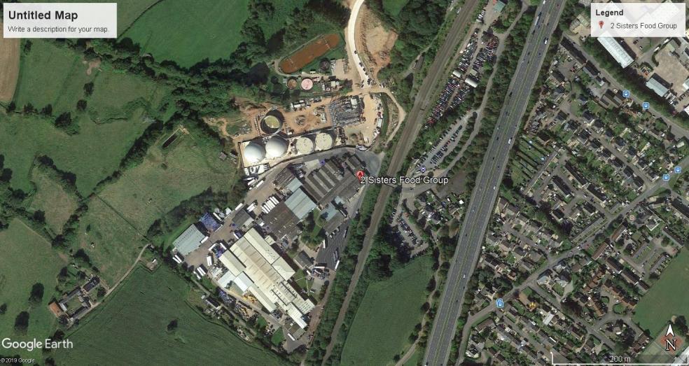Google Earth image of the plant at Willand in Mid Devon