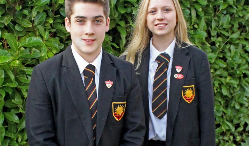 Photo caption: Ridgeway School Head Girl and Head Boy Natasha Barber and Connor Burn.
