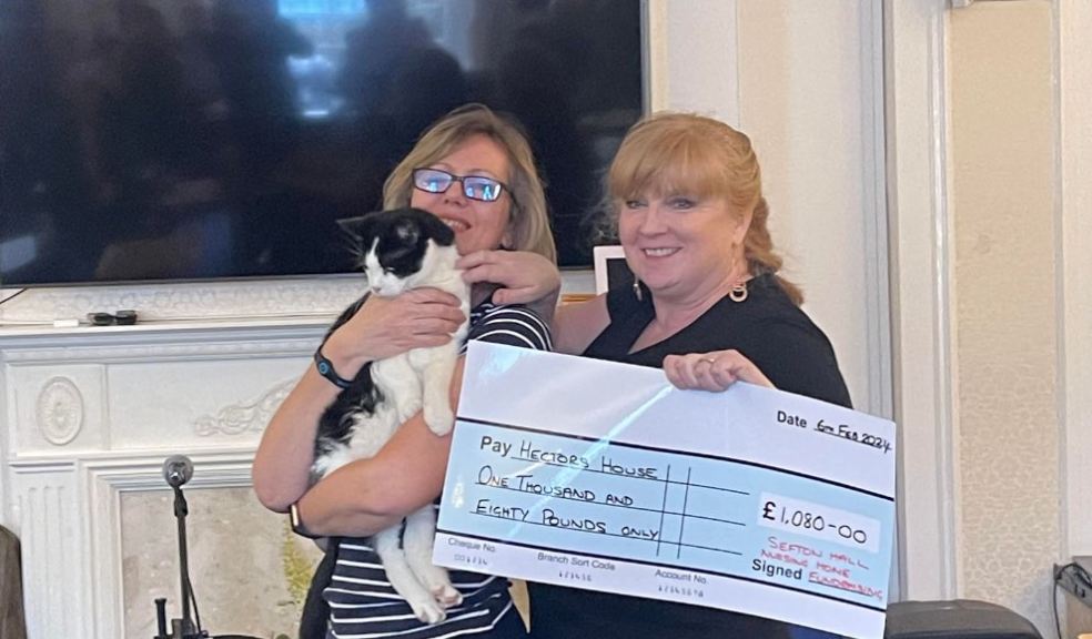 Picture Caption: Alison Adair, Senior Administrator, Sefton Hall, holding Felix, one of two cats adopted by the home, with Zara Oldfield, the founder of Hector’s House.