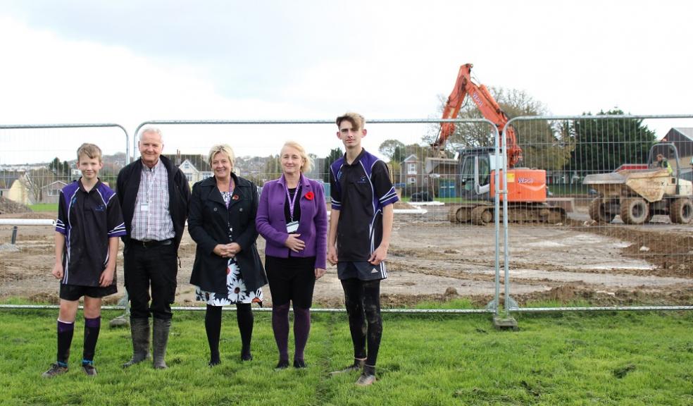 From left to right: Student Ryan Cook, Site manager Alan Hocking, Principal Lisa Boorman, Business Director Teresa Lakeman and student Cody Duke.