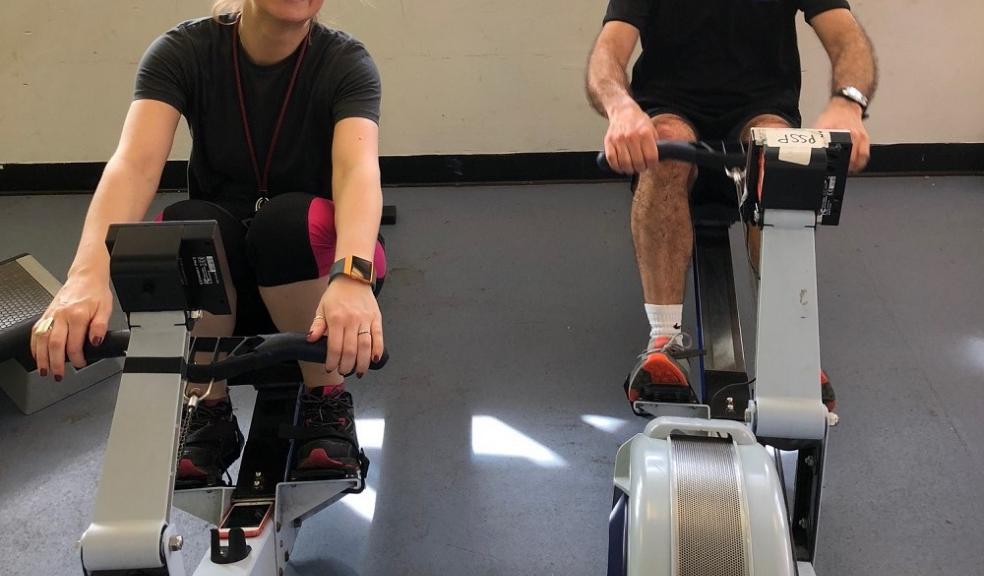 Photo captions: Danni Johns, teacher of Health and Social Care and Stuart Taylor, Head of PE taking part in this year’s Sports Relief event at Plympton Academy.