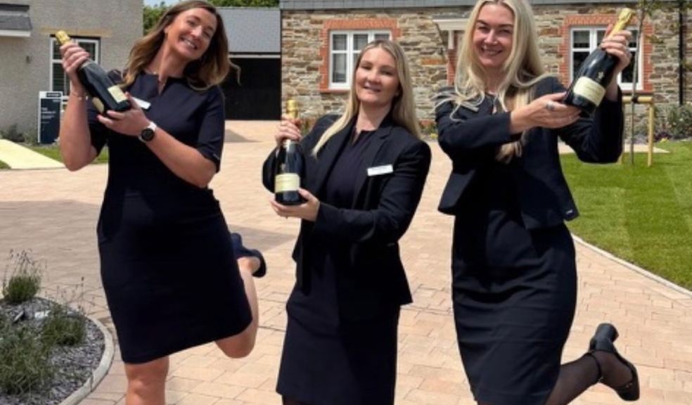 Bloor Homes' new showhomes at Treledan, Saltash are now open to visitors Bloor Homes' sales team celebrating the showhome launch at the Treledan development