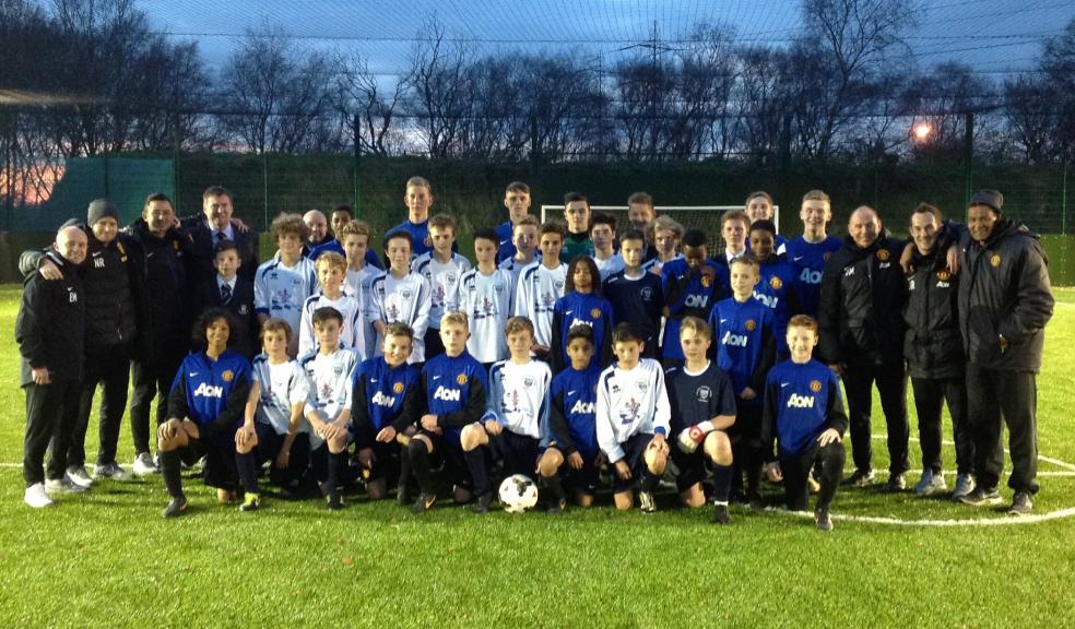Ivybridge Community College footballers at Manchester United's training ground