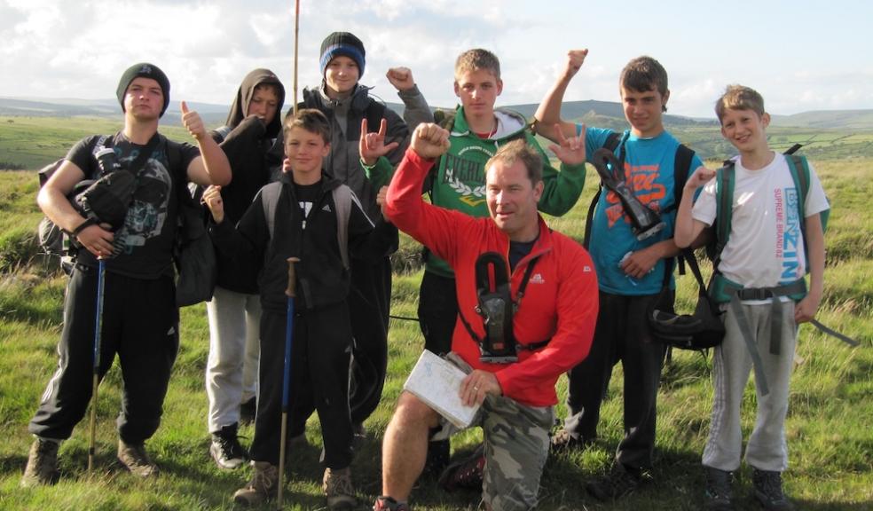 Jack Russell and students on the North to South Dartmoor Challenge