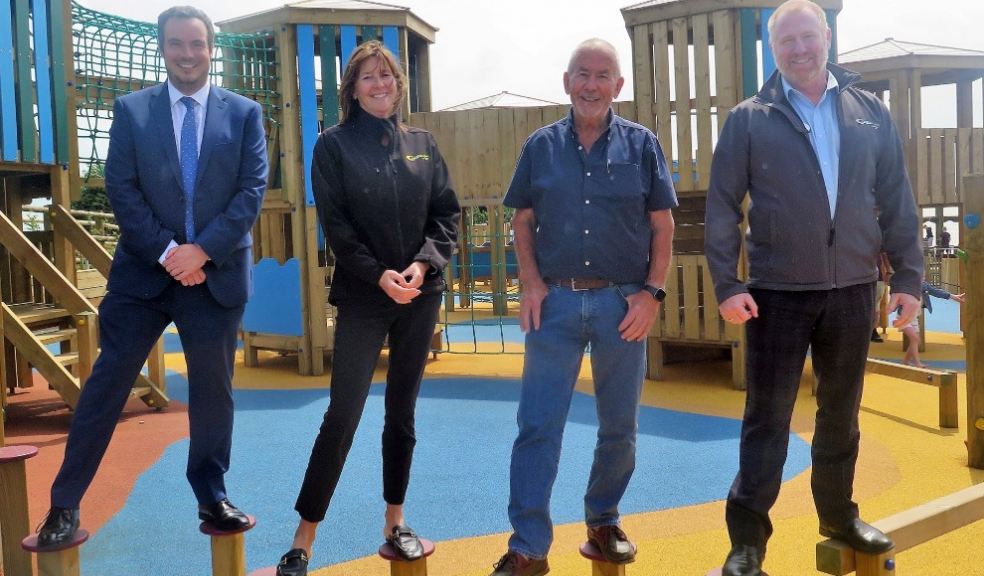 Taking a stand in the park's newly opened playground are (from left) East Devon MP Simon Jupp, Ladram Bay directors Zoe House and Robin Carter, and the holiday park's general manager Steven Harper-Smith
