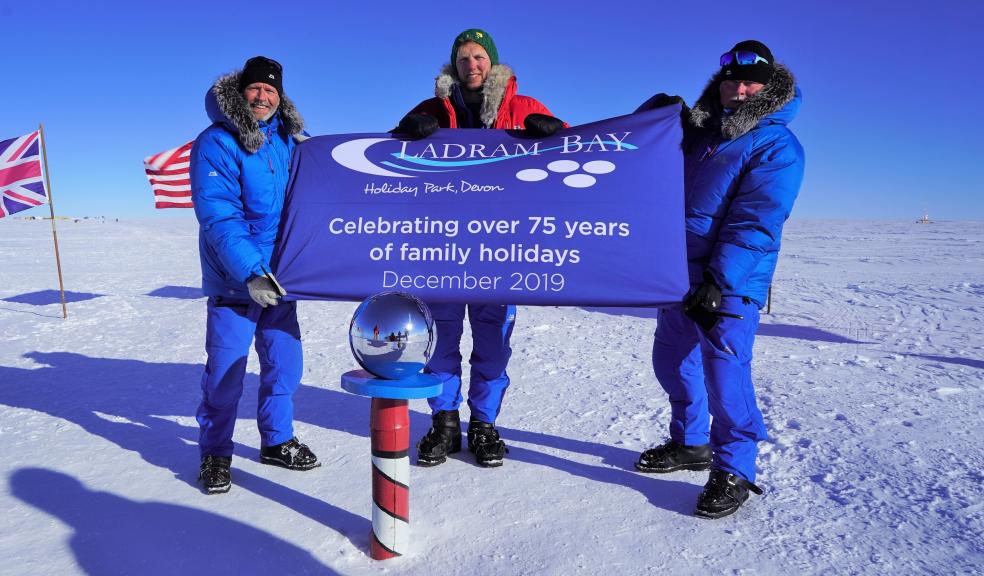 Team triumph at the South Pole for (from left) Wayne Hoyle, Lewis Moody, and Alan Chambers MBE