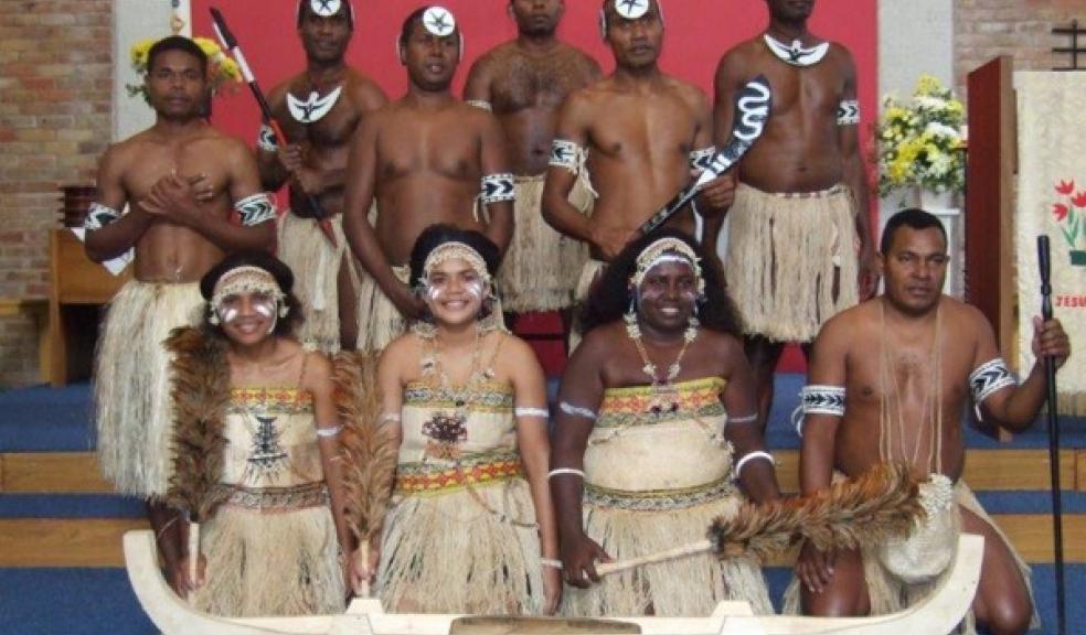 Melanesians in traditional costume