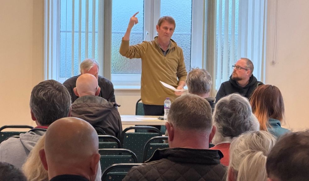 Members of the Residents' Action Group address the meeting. Photo by Sharon Goble for Devon CPRE.
