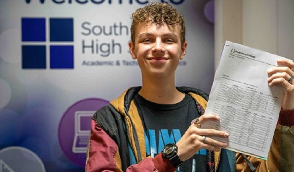 South Devon High School pupil Noah Blake collects his GCSE results