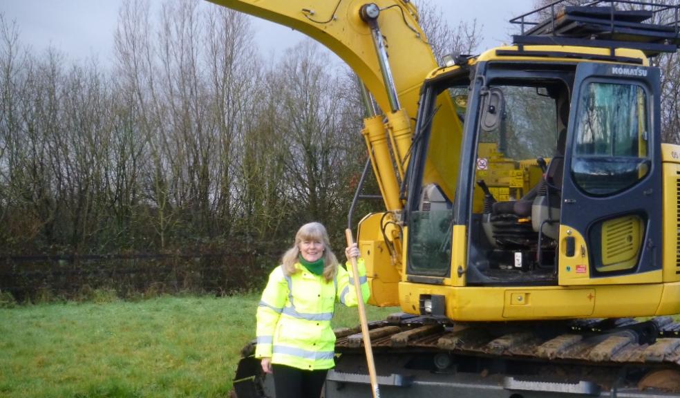 Turf cutting carried out by Councillor Andrea Davis North Devon Link Road improvements underway