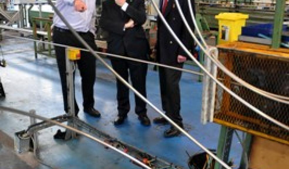 L to R: Dave Blatchford, Operations Director at Fine Tubes, Council Leader Tudor Evans and Ronen Day, Managing Director at Fine Tubes.