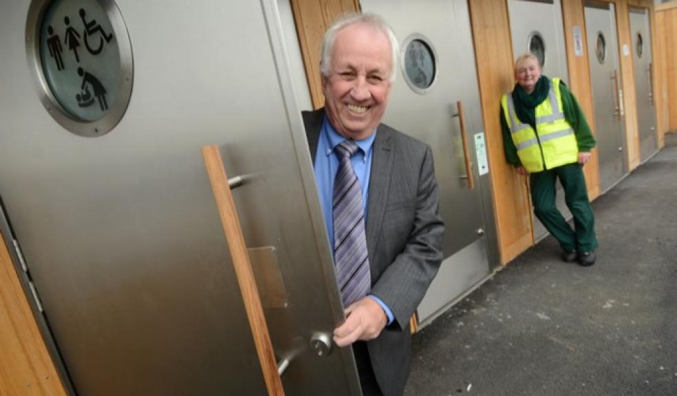 Councillor Brian Vincent with toilet attendant Hazel Batey