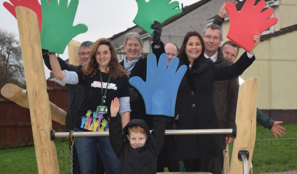 Councillor Patrick Nicholson joins ward councillor colleagues and council staff at the revamped Peacock Meadow park