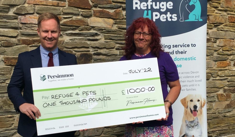 Chris Thorne from Persimmon Homes with Refuge4Pets’ outreach coordinator, Shirley Westaway.