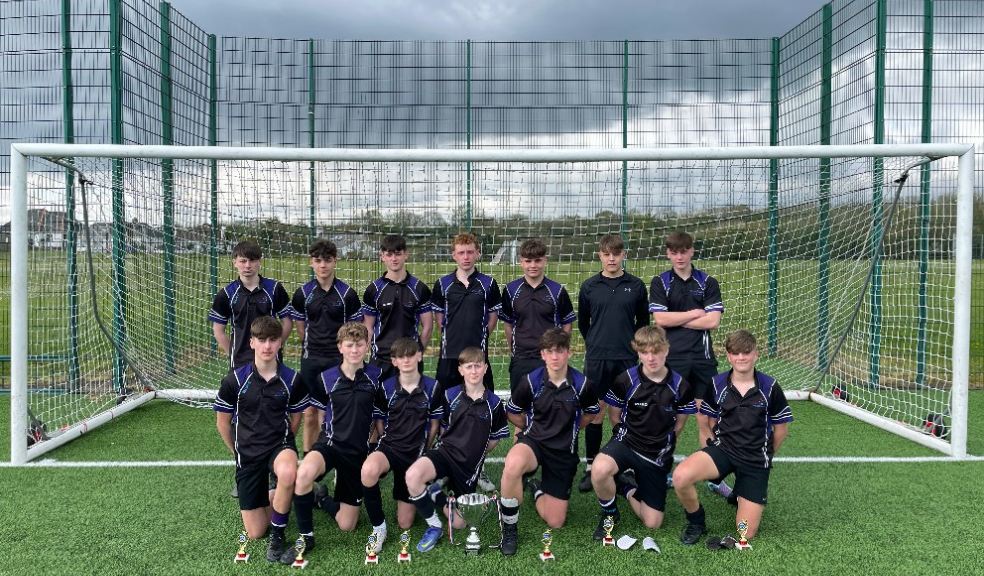Plympton Academys Year 10 Boys Football Team Celebrates their Triumph in the Plymouth Cup Final!.