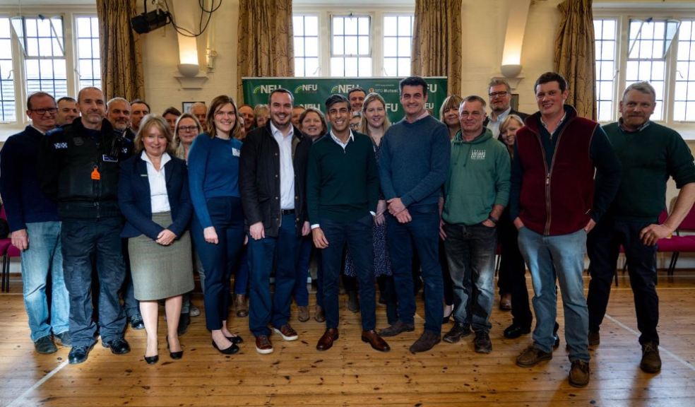 Prime Minister with Simon Jupp MP, local farmers, NFU representatives & Devon and Cornwall Police.