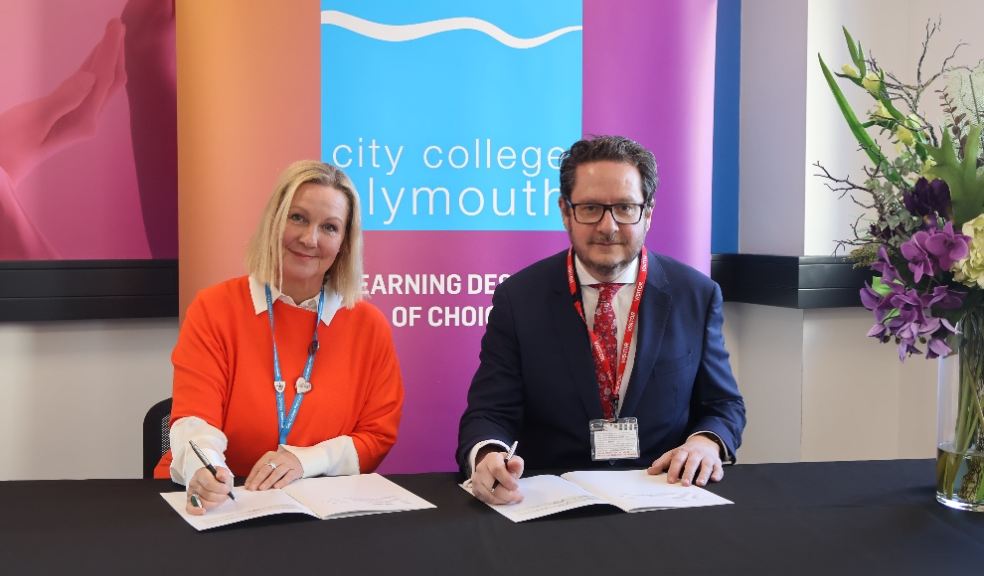 Chief Executive of City College Plymouth, Jackie Grubb and Director of People, Legal & Executive Affairs at Princess Yachts, Adrian Bratt.