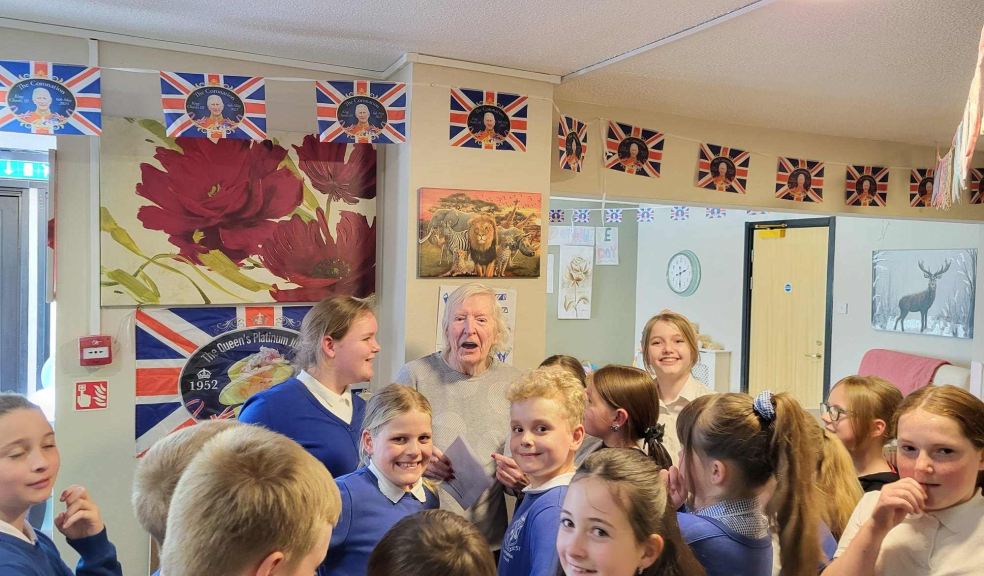 Pupils from St Budeaux CE Primary Academy sang wartime songs with residents at Butterfly Lodge Pupils from St Budeaux CE Primary Academy sang wartime songs with residents at Butterfly Lodge